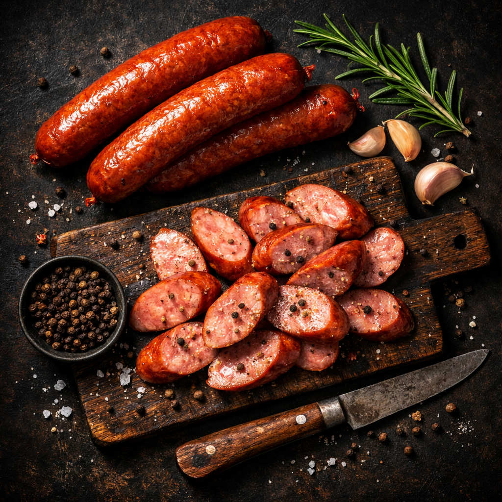 Saucisse fumée au poivre noir