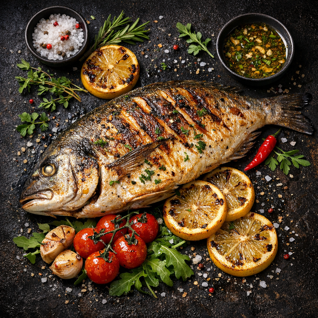 Poisson de mer grillé