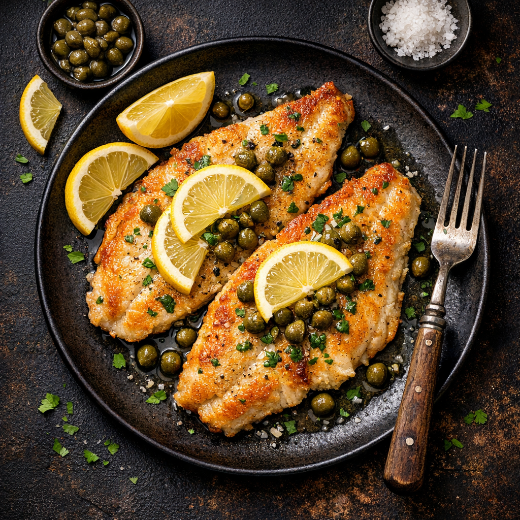 Perche poêlée au citron et aux câpres