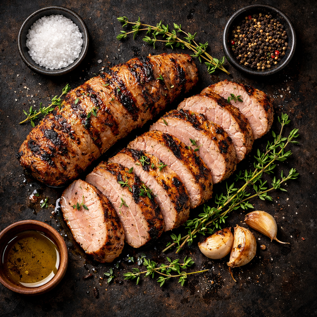 Filet de porc grillé au thym