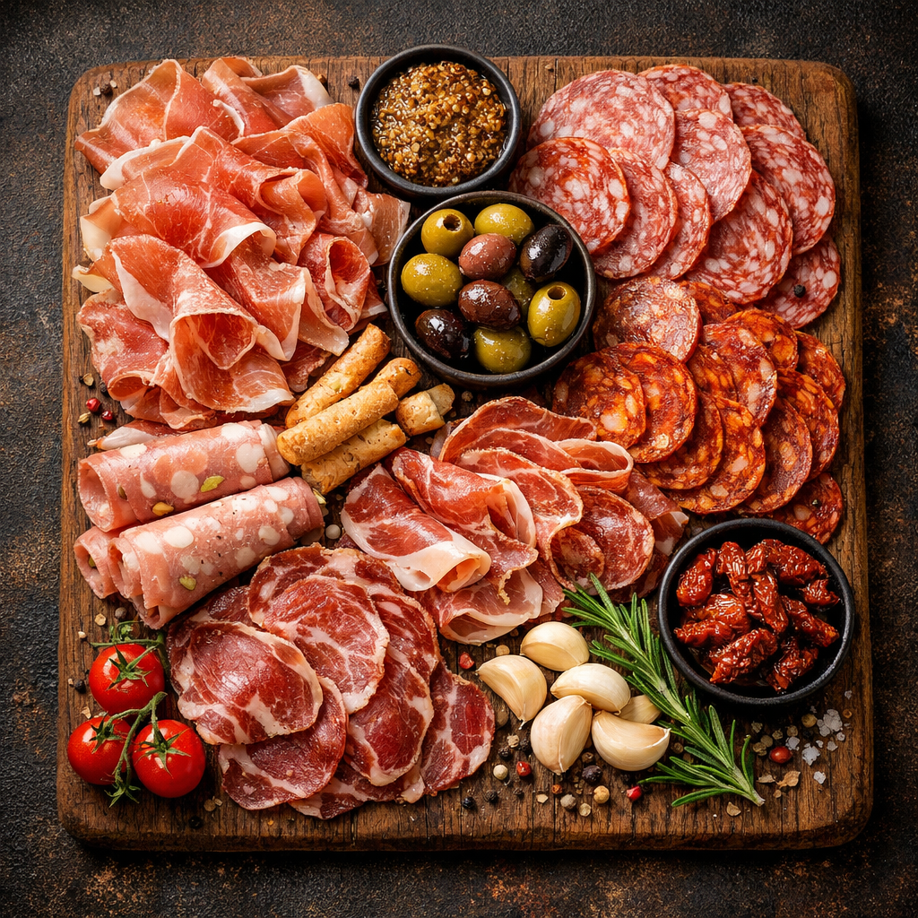 Plateau de jambon cru et charcuterie