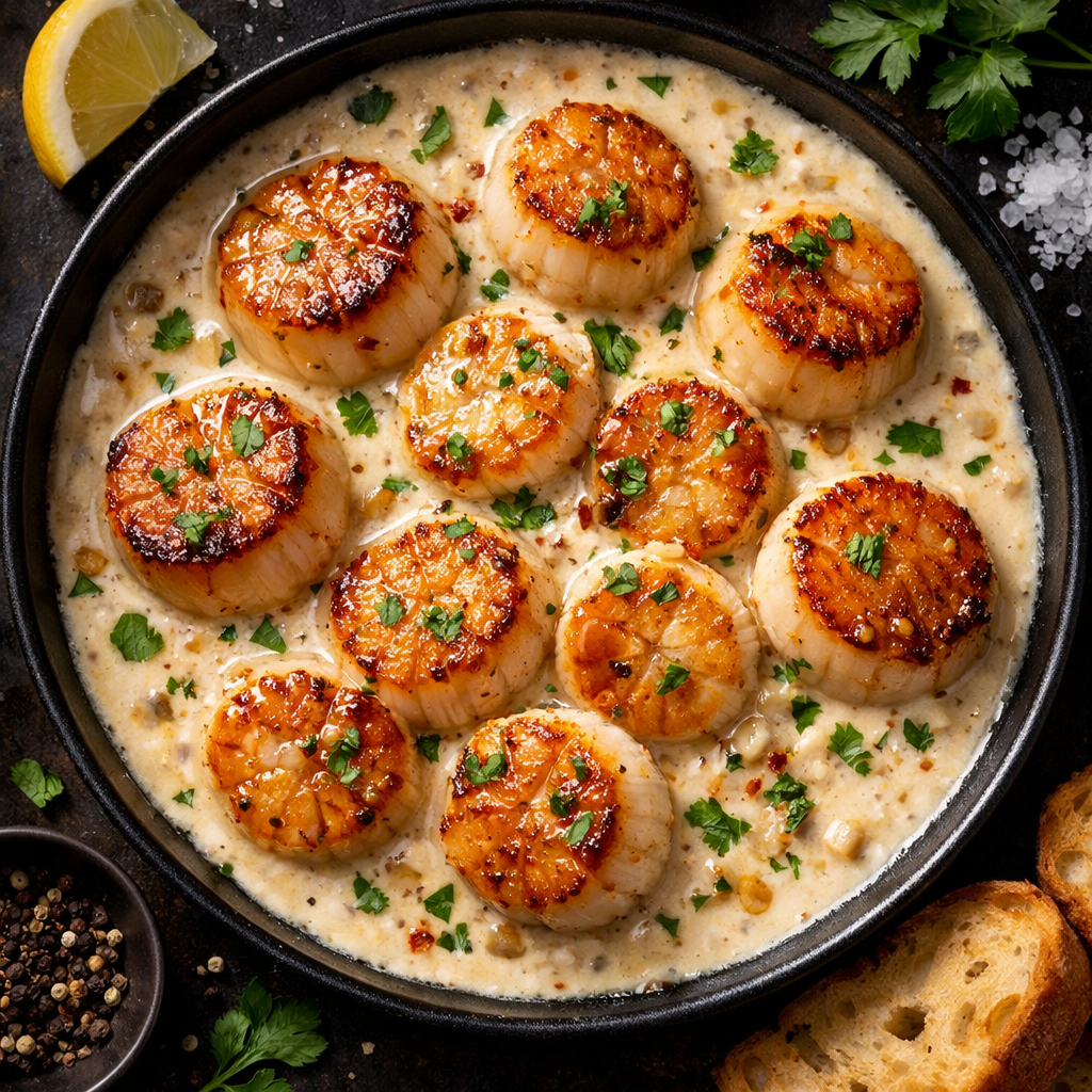Coquilles Saint-Jacques à la crème
