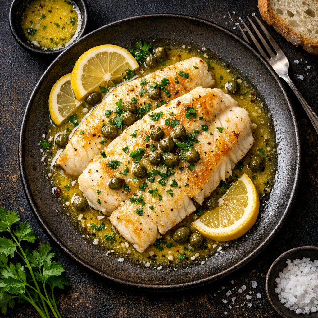 Poisson blanc à la sauce beurre