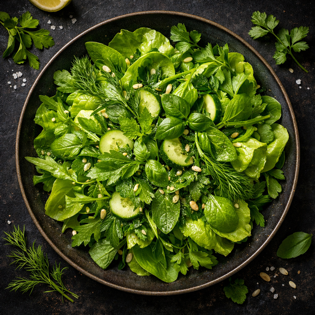 Salade verte aux herbes