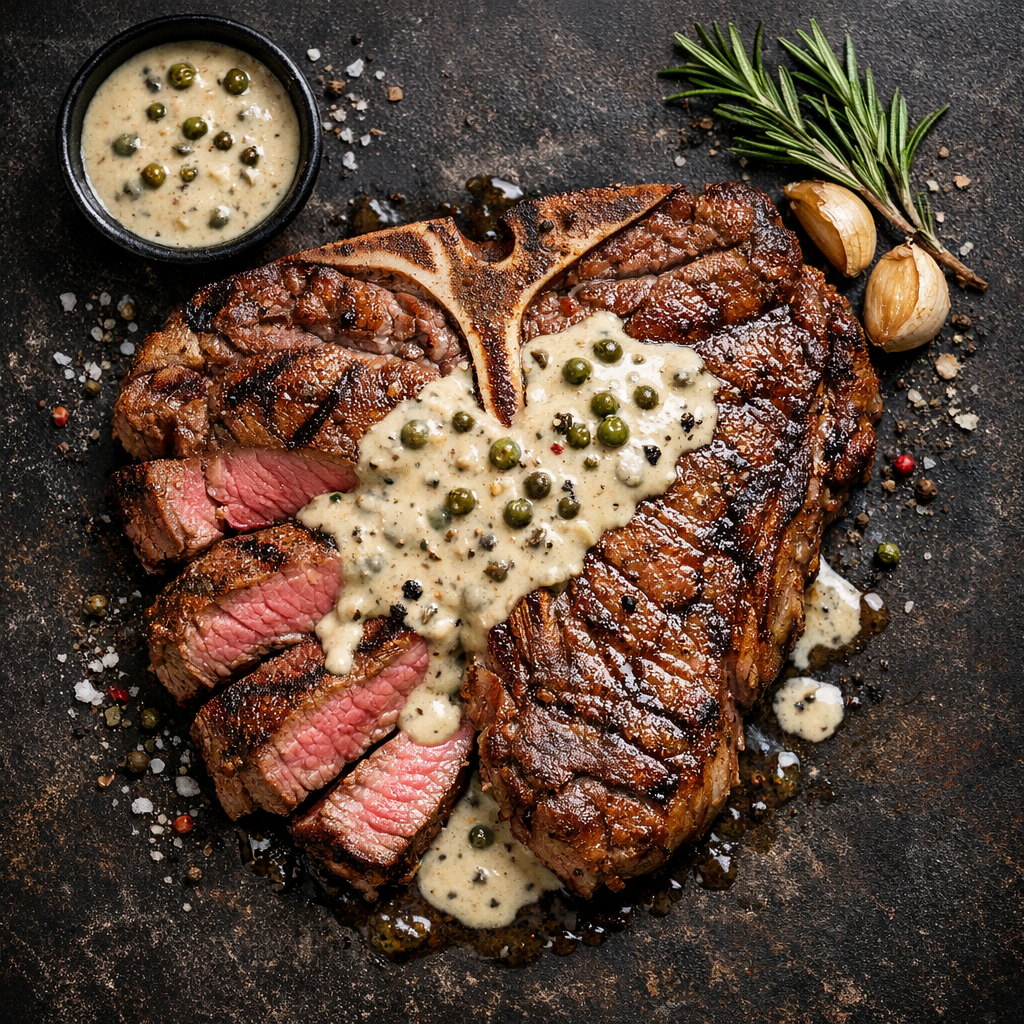 T-bone avec sauce poivre