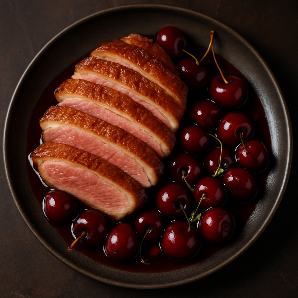 Magret de canard aux cerises