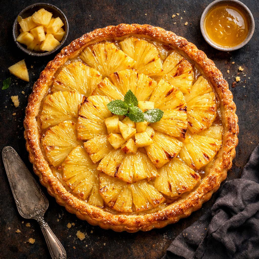 Tarte à l'ananas tiède
