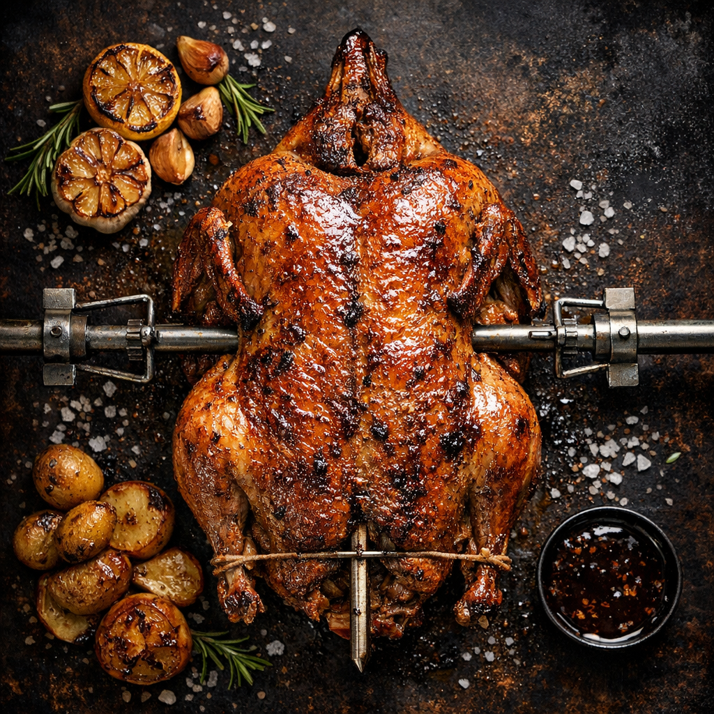 Canard rôti à la broche