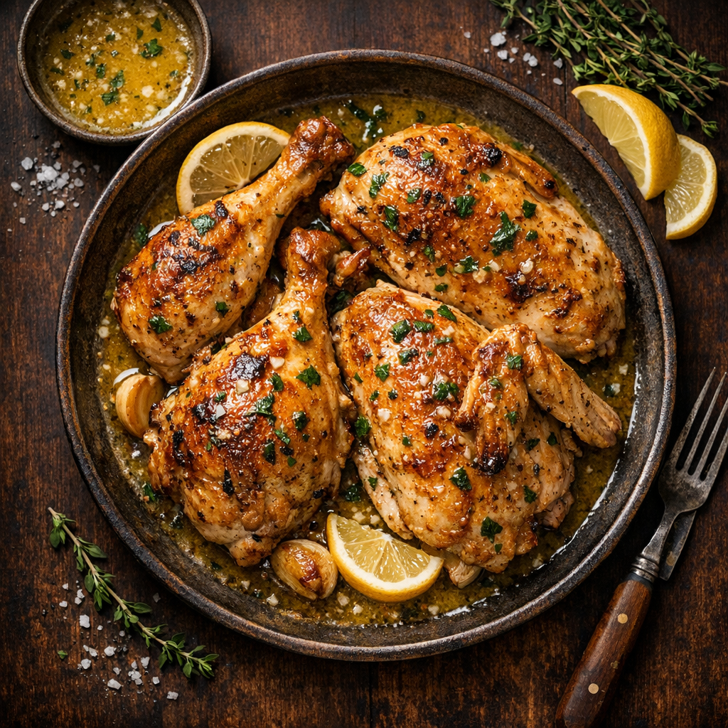 Poulet rôti à la sauce beurre