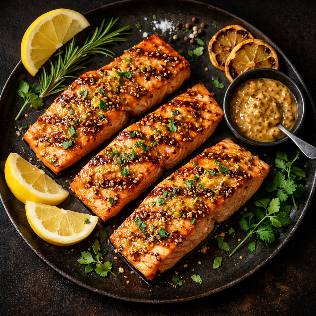Saumon Grillé à la Moutarde de Dijon
