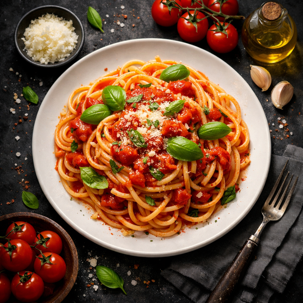 Pâtes à la Sauce Tomate et Basilic