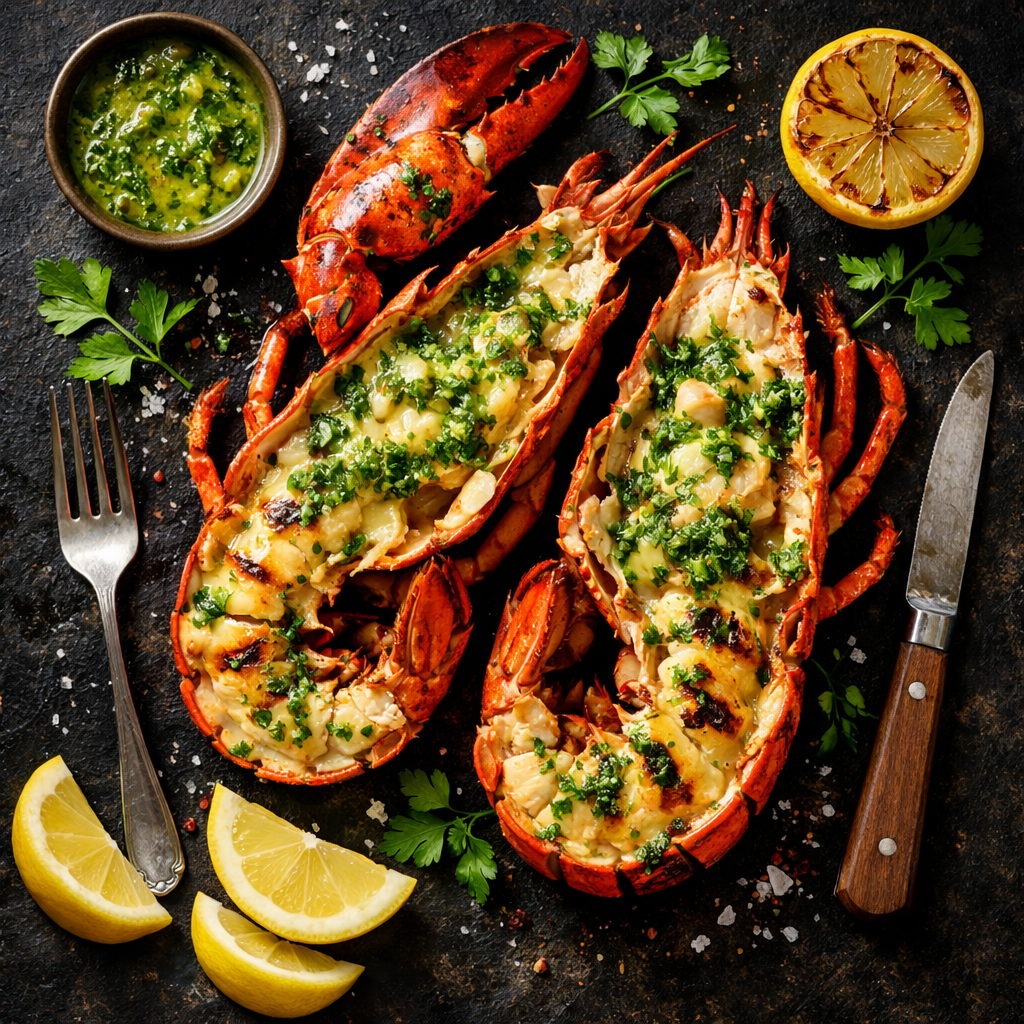 Homard grillé au beurre blanc aux herbes