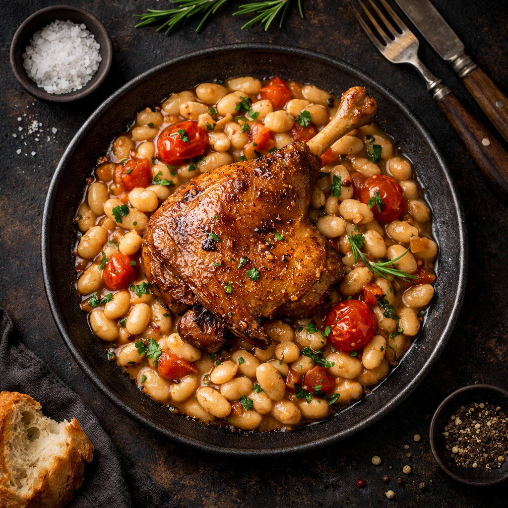 Confit de canard aux haricots blancs