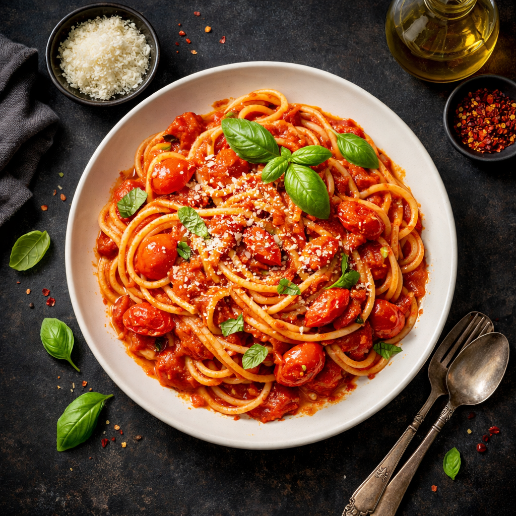 Pâtes à la sauce rouge