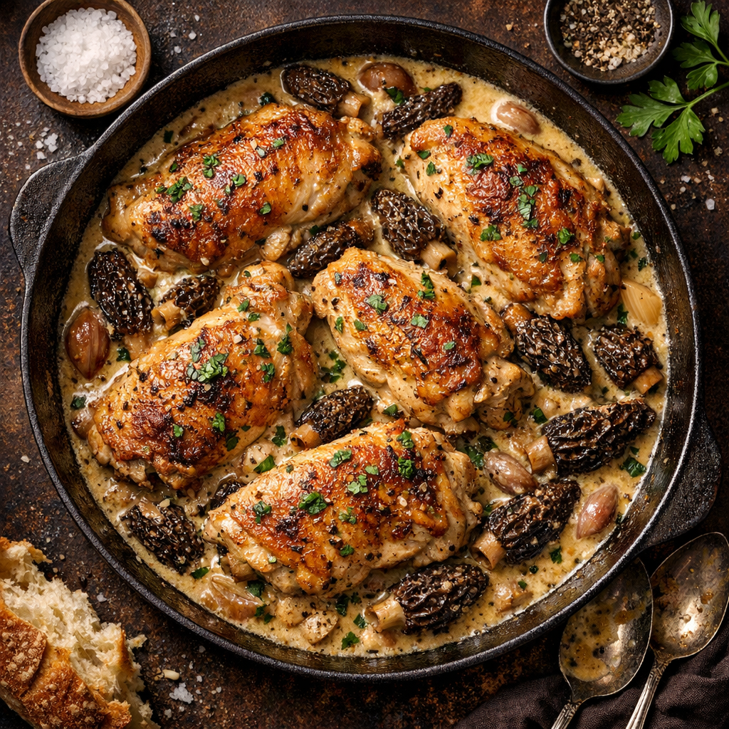 Poulet aux morilles