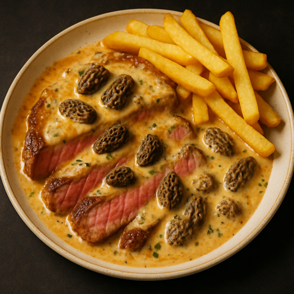 Entrecôte de boeuf aux morilles