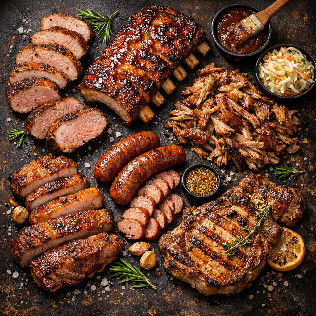 Viandes de porc cuites