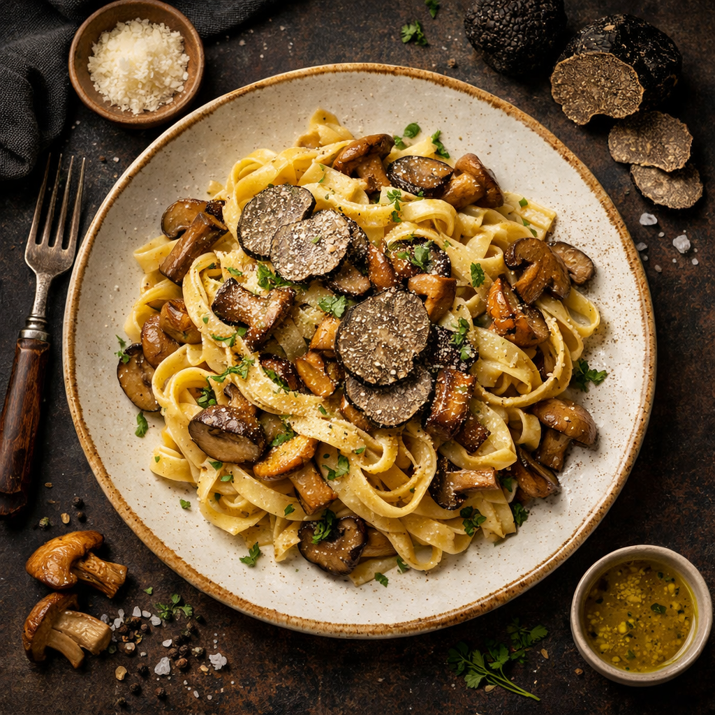 Pasta mit Trüffeln und Pilzen