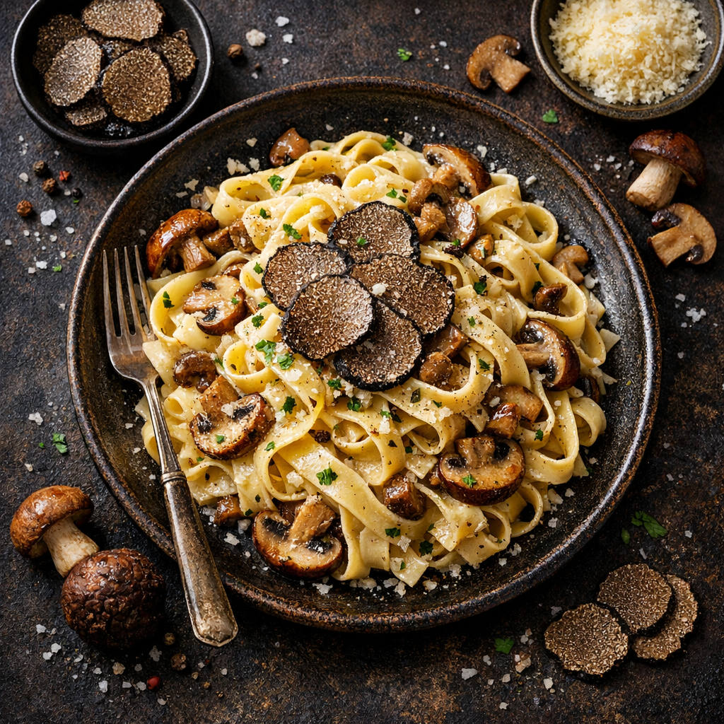 Pâtes aux truffes et champignons