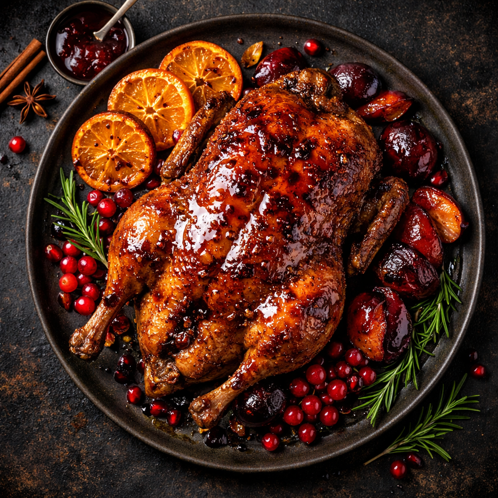 Canard rôti à la glaçure de fruits