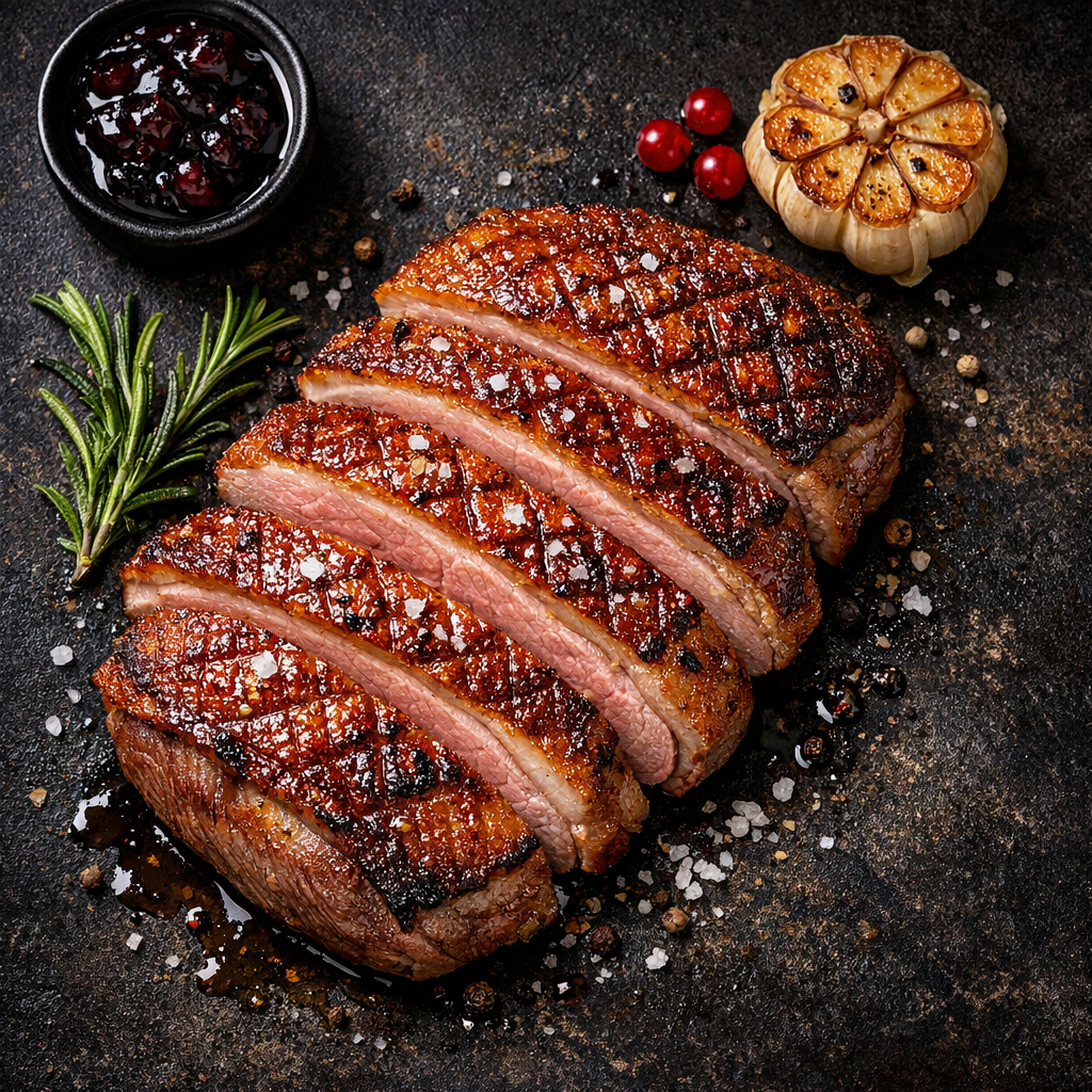 Magret de canard poêlé peau croustillante