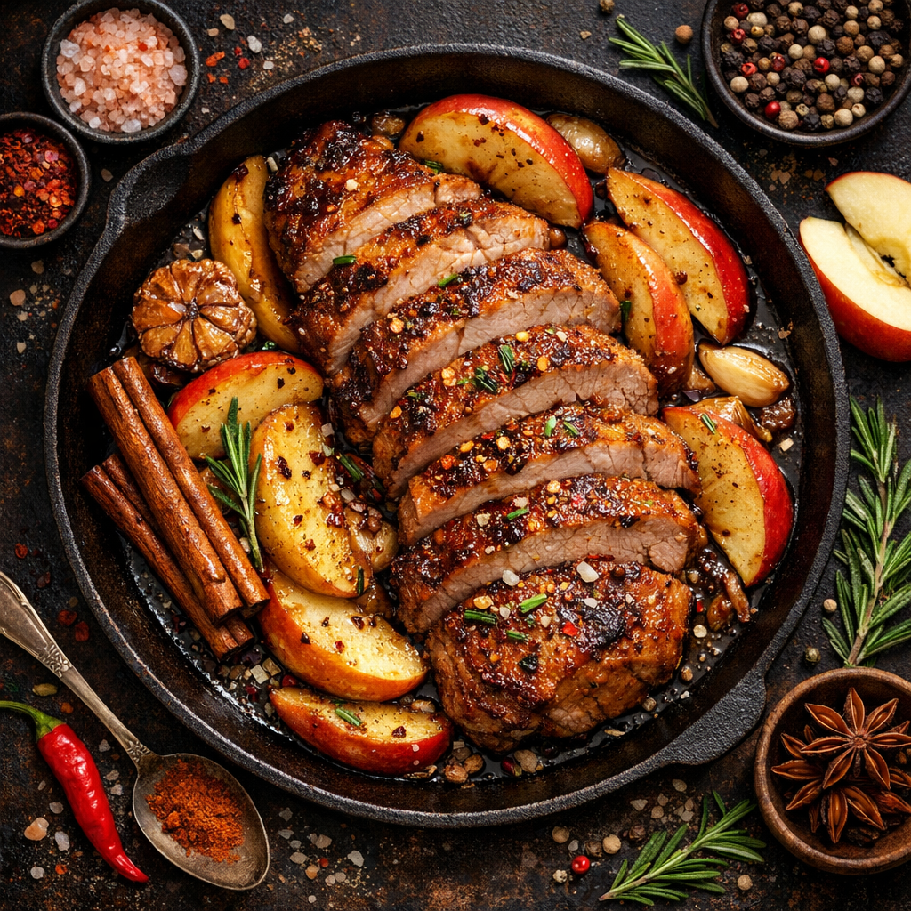 Porc épicé aux pommes