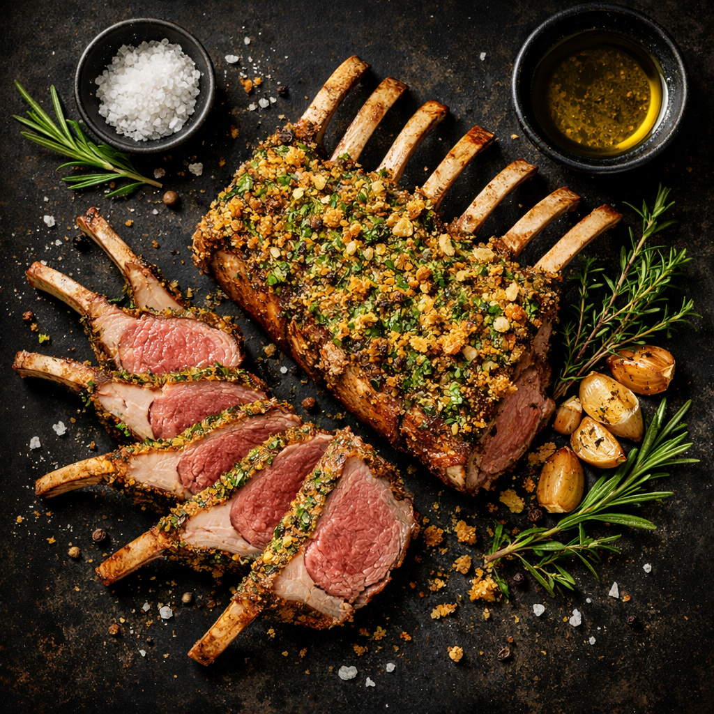 Carré d'agneau croûté aux herbes