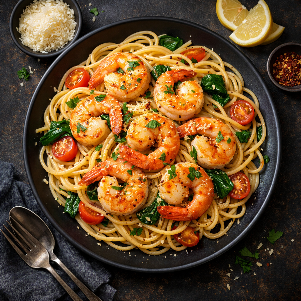 Pâtes aux crevettes