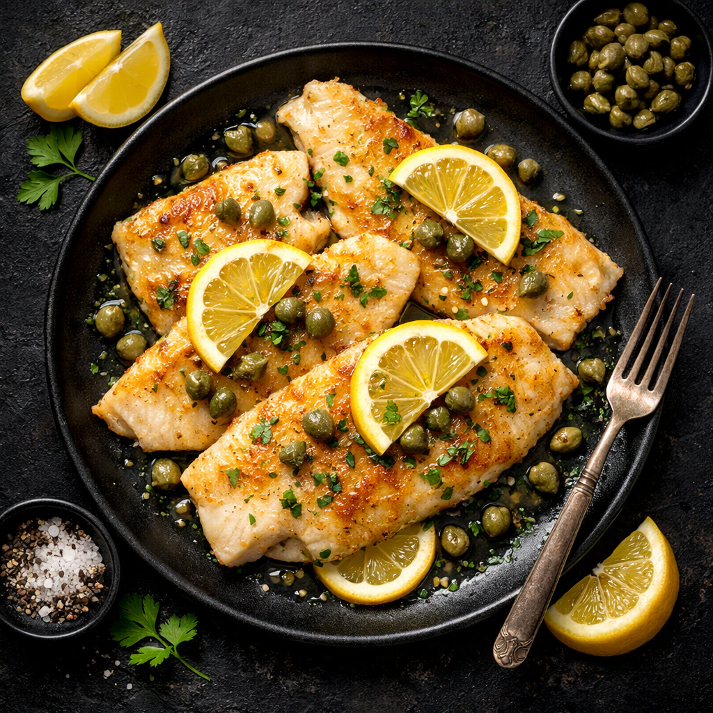 Poisson blanc poêlé au citron et aux câpres