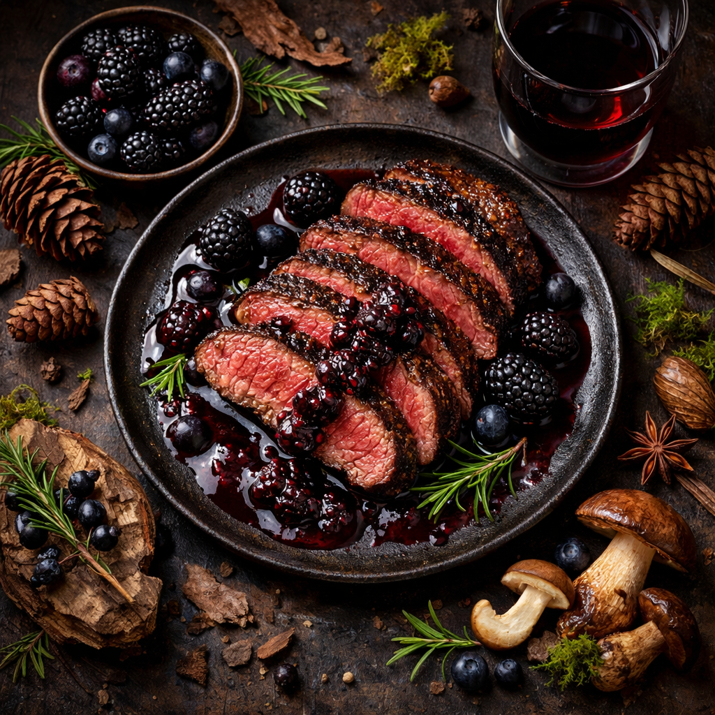 Viande rouge avec notes de fruits noirs et de forêt