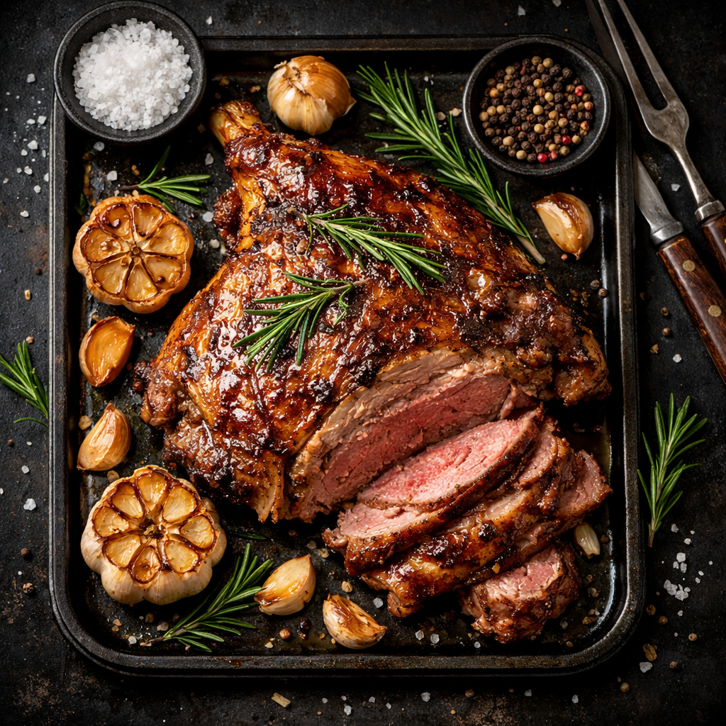 Agneau Rôti à l'Ail et au Romarin