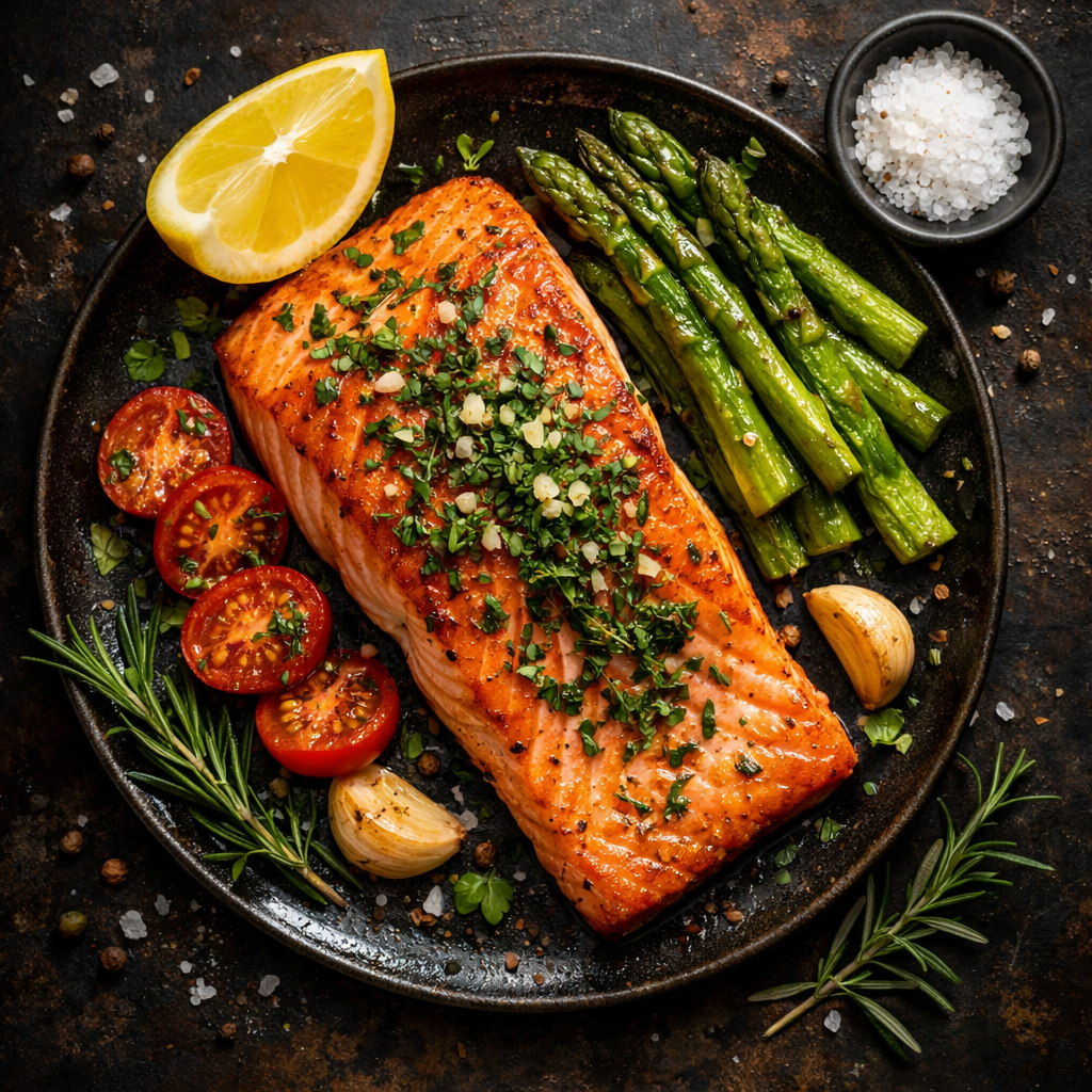 Saumon poêlé aux herbes