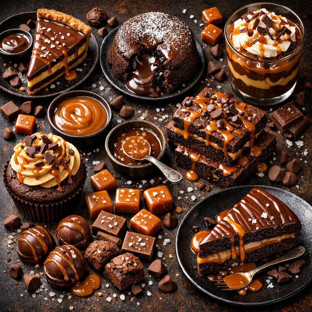 Desserts au chocolat et caramel