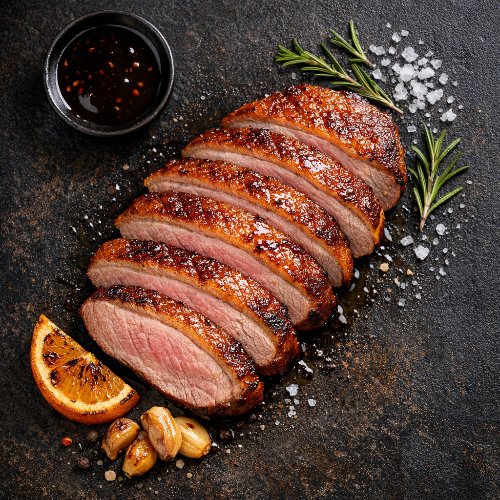 Filet de magret de canard rôti