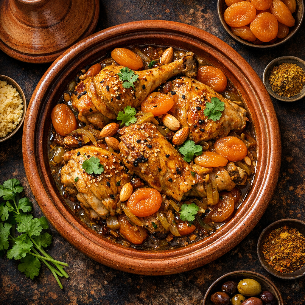 Tagine di pollo con albicocche