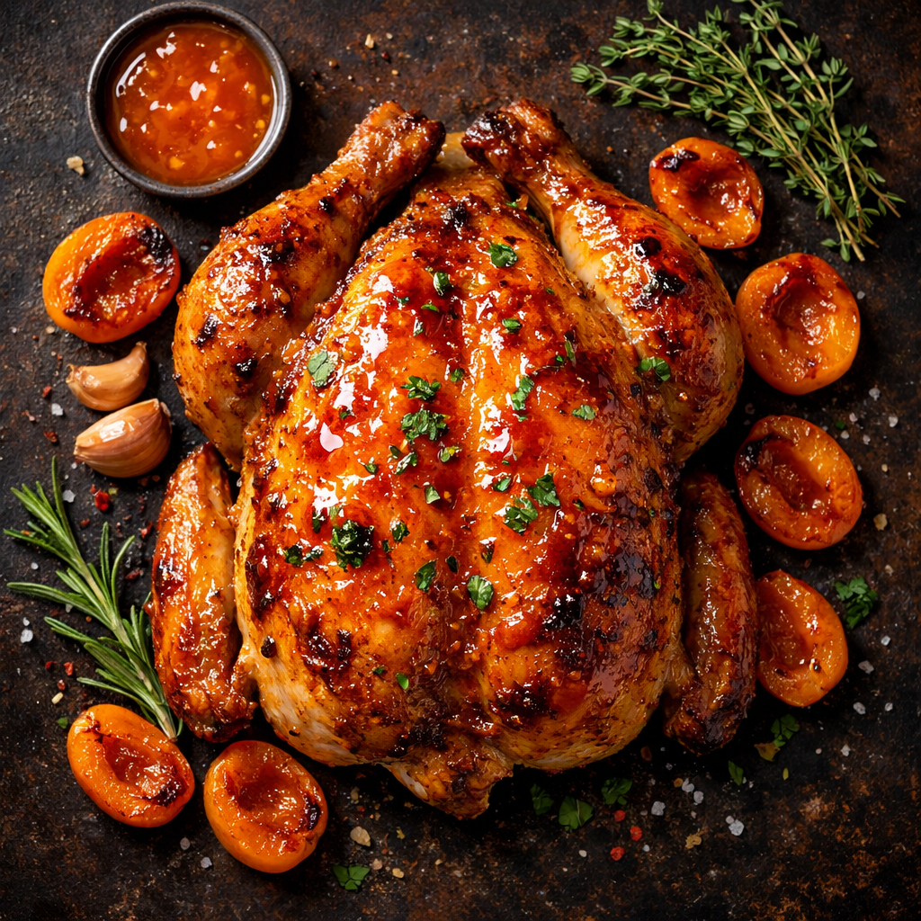 Poulet Rôti Glaçé aux Abricots