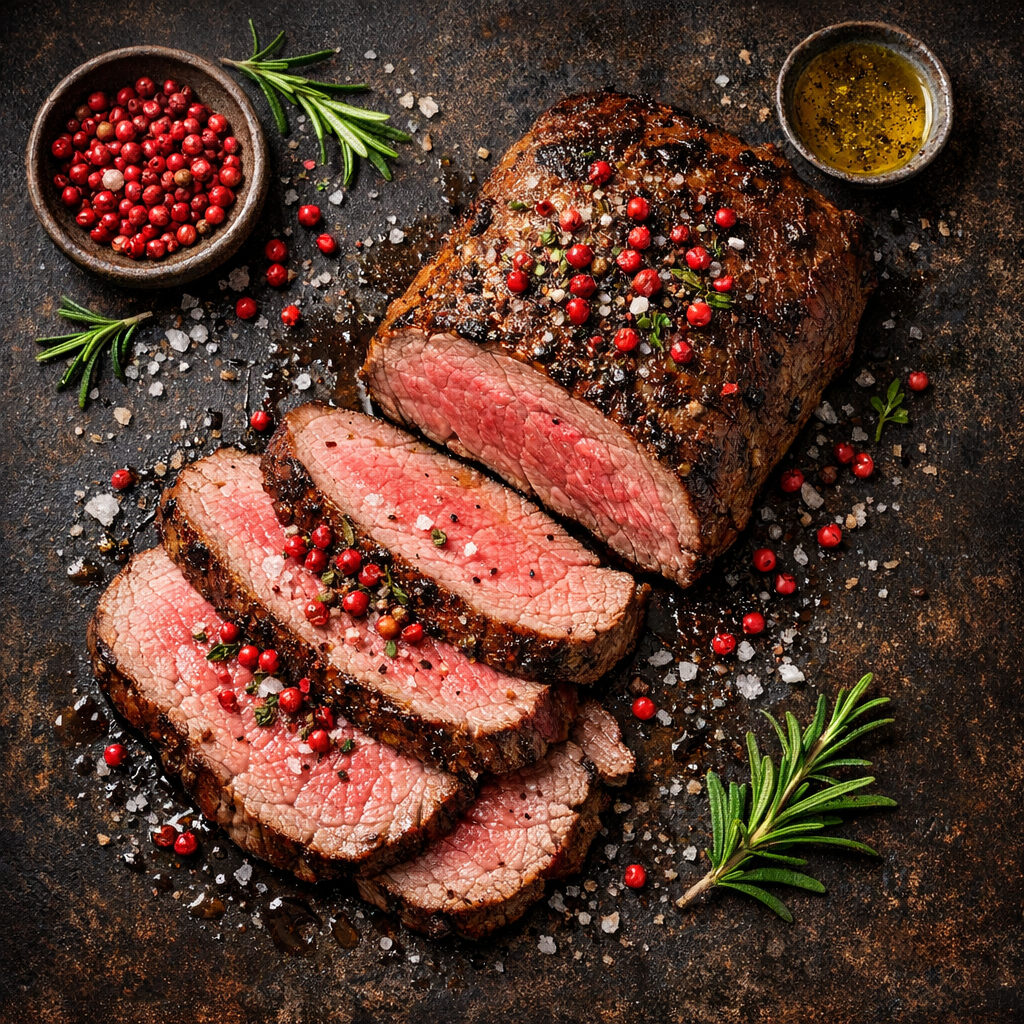 Longe de boeuf au poivre rose