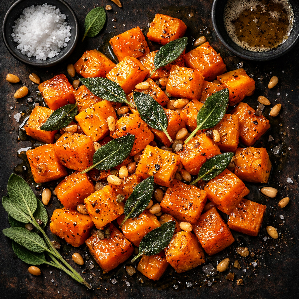 Courge Butternut Rôtie à la Sauge et Beurre Noisette
