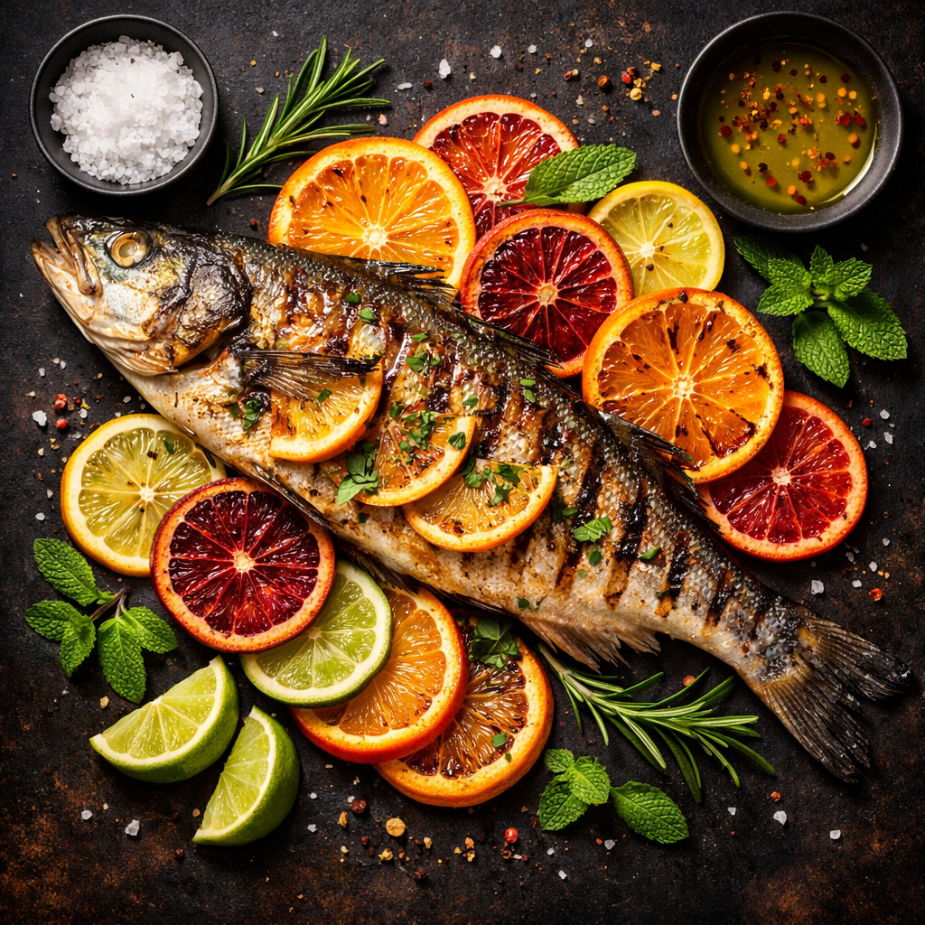 Bar grillé aux agrumes