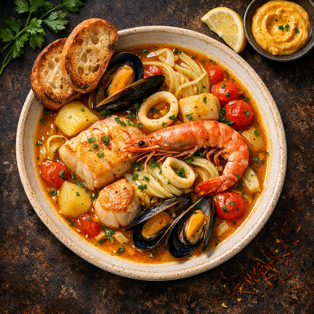 Bouillabaisse au safran et fenouil