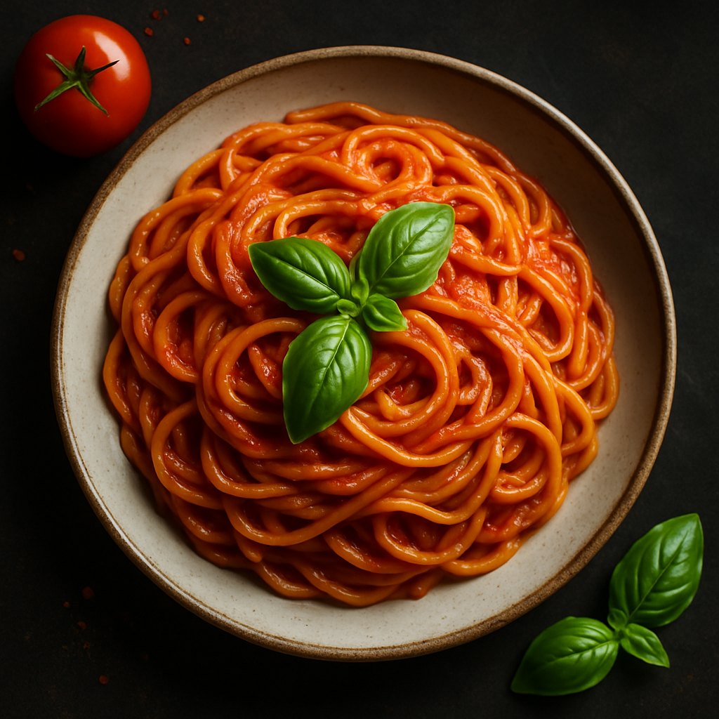pâtes à la sauce tomate et basilic